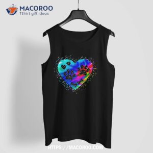 dog paw heart print tie dye for dog mom or cat mom shirt tank top 5