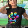 Dog Paw Heart Print Tie Dye For Dog Mom Or Cat Mom Shirt