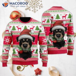 Dog Santa’s Hat Holiday Time Pattern Ugly Christmas Sweater