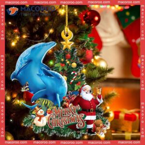 Dolphin Couple Merry Christmas Custom-shaped Acrylic Ornament
