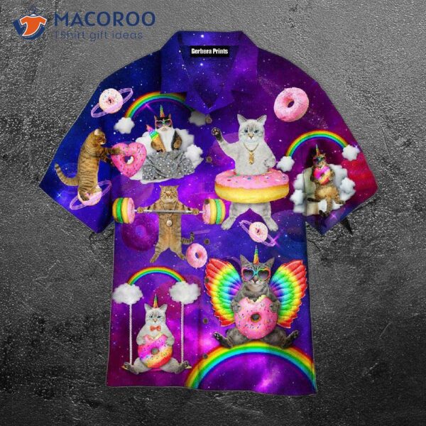 Donut Cat In Amazing Galaxy Hawaiian Shirts