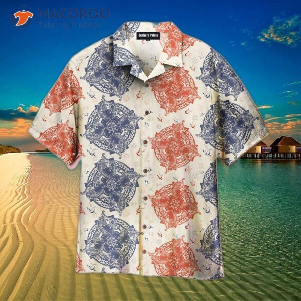 Dragon, Viking, Celtic Cross, Helm, Red And Blue Hawaiian Shirts