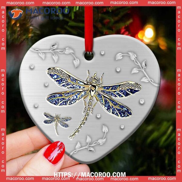 Dragonfly Advice From A Heart Ceramic Ornament, Dragonfly Christmas Tree Ornaments