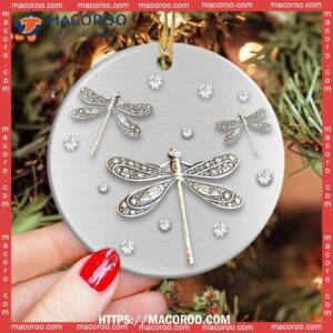 Dragonfly Advice Keep Your Eyes Open Circle Ceramic Ornament, Dragonfly Christmas Ornaments