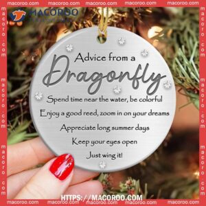 dragonfly advice keep your eyes open circle ceramic ornament dragonfly christmas ornaments 3