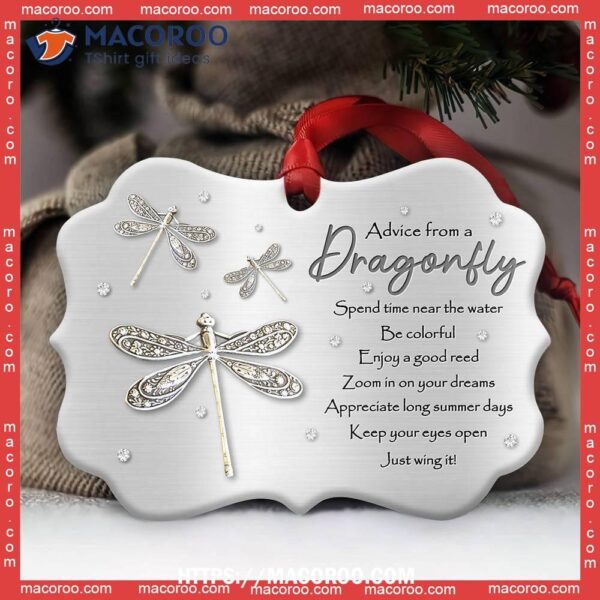 Dragonfly Advice Metalic Style Metal Ornament, Dragonfly Christmas Ornaments