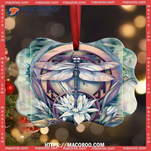 Dragonfly Art Colorful Metal Ornament, Dragonfly Christmas Tree Ornaments