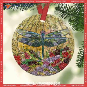 Dragonfly Mandala Love Life Circle Ceramic Ornament, Dragonfly Ornaments