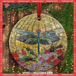 dragonfly art so colorful circle ceramic ornament dragonfly christmas tree ornaments 2