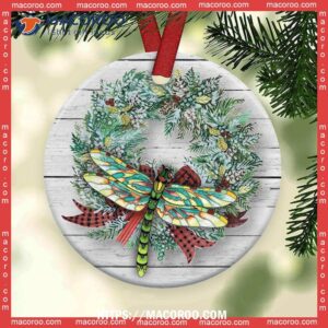 dragonfly christmas classic style circle ceramic ornament dragonfly ornaments 0