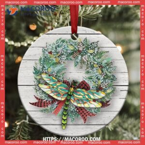 dragonfly christmas classic style circle ceramic ornament dragonfly ornaments 1