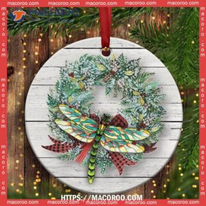 dragonfly christmas classic style circle ceramic ornament dragonfly ornaments 2