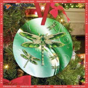 Dragonfly Emerald Green Style Christmas Ceramic Ornament
