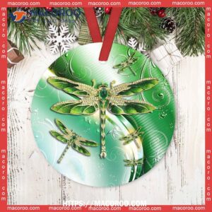 Dragonfly Advice Keep Your Eyes Open Circle Ceramic Ornament, Dragonfly Christmas Ornaments