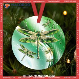 dragonfly emerald green style circle ceramic ornament dragonfly ornaments 1