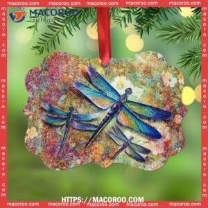 Dragonfly Lover Coloful Art Metal Ornament, Butterfly Christmas Ornaments