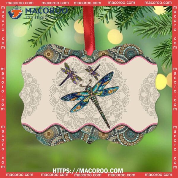 Dragonfly Mandala Good Metal Ornament, Dragonfly Christmas Ornaments