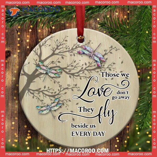 Dragonfly Memorial Love Style Circle Ceramic Ornament, Dragonfly Christmas Tree Ornaments