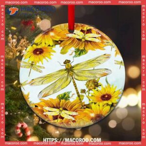 dragonfly sunflower art style circle ceramic ornament dragonfly christmas ornaments 1