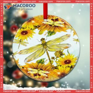 dragonfly sunflower art style circle ceramic ornament dragonfly christmas ornaments 2