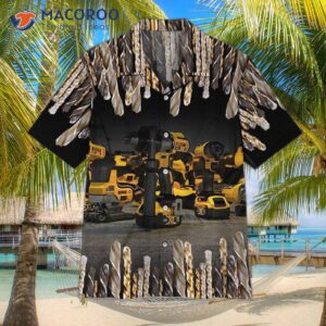 Drill Gray And Black Hawaiian Shirts