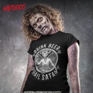 drink beer hail satan satanic happy halloween shirt tshirt