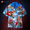 Driving With Santa Claus In Racing Biker Hawaiian Shirts