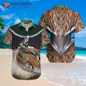 duck hunting brown hawaiian shirts 0 1