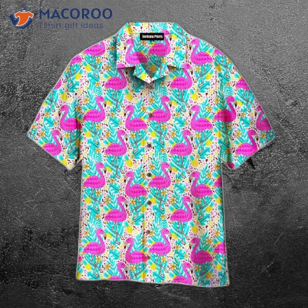 Dusk-bright Summer Pattern With Pink Flamingo Hawaiian Shirts