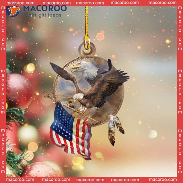 Eagle And American Flag Car Custom-shaped Christmas Acrylic Ornament