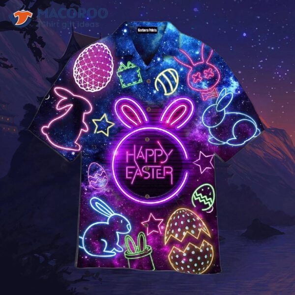 Easter Day Hawaiian Shirts With Neon Bunny Eggs