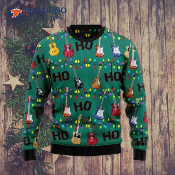 Electric Guitar “ho Ho Ho” Ugly Christmas Sweater