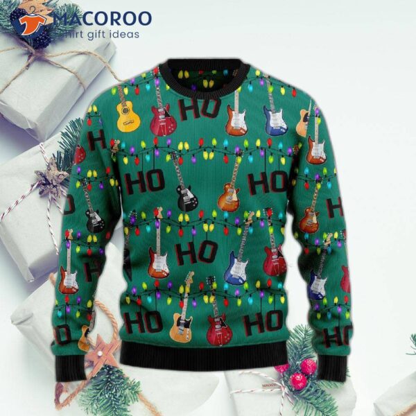 Electric Guitar Ho Ugly Christmas Sweater