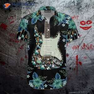 electric guitar unisex black hawaiian shirt 1