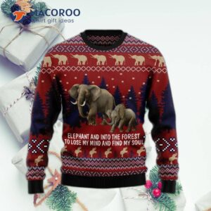Elephant And Into The Forest Ugly Christmas Sweater
