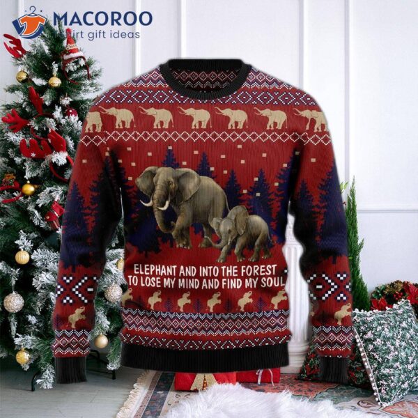 Elephant And Into The Forest Ugly Christmas Sweater