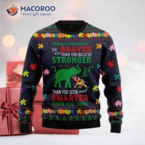 Elephant Autism Awareness Ugly Christmas Sweater