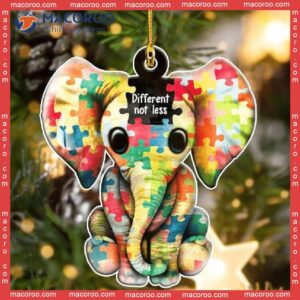Elephant Autism-shaped Christmas Pine Tree Custom-shaped Acrylic Ornament