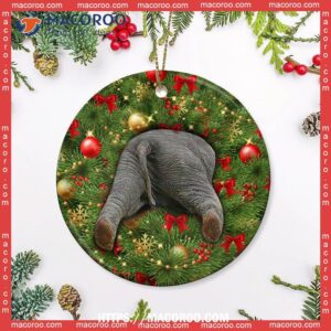 elephant christmas tree style circle ceramic ornament pink elephant ornament 1