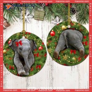 elephant christmas tree style circle ceramic ornament pink elephant ornament 2