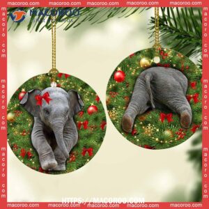 elephant christmas tree style circle ceramic ornament pink elephant ornament 3