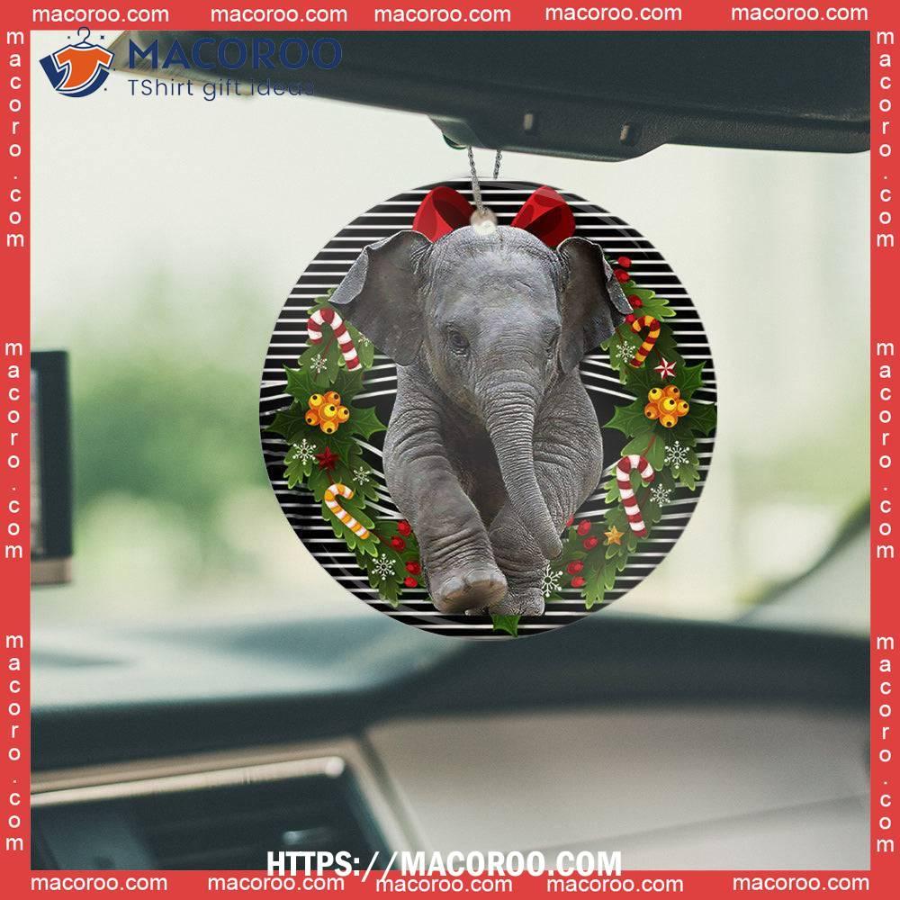 Elephant Christmas Wreath So Lovely Circle Ceramic Ornament