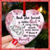 Elephant Family She Loved A Little Girl Heart Ceramic Ornament, Pink Elephant Ornament