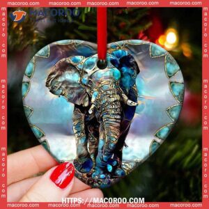 elephant glass texture style heart ceramic ornament black elephant ornament 0