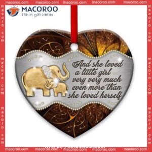 Elephant Motherhood Jewelry Style Heart Ceramic Ornament, Elephant Christmas Ornaments