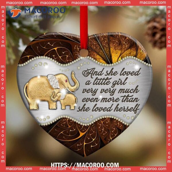 Elephant Gold Jewelry Style Heart Ceramic Ornament, Small Elephant Ornaments