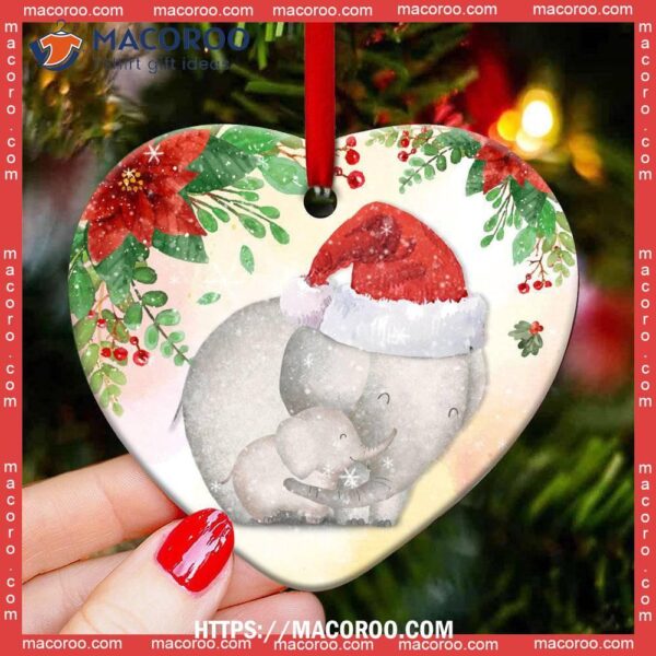 Elephant Grandma And Granddaughter A Bond That Can Be Brocken Heart Ceramic Ornament, Hanging Elephant Ornament