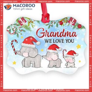 Elephant Grandma We Love You Metal Ornament, Elephant Garden Ornament