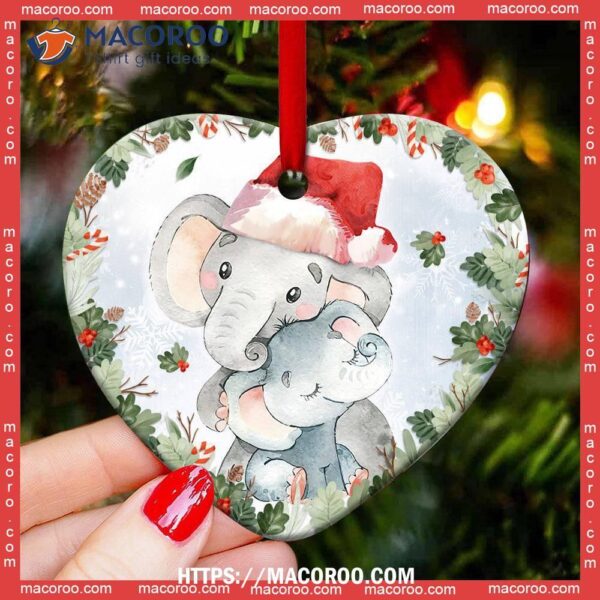 Elephant Home Is Where Mom Heart Ceramic Ornament, Small Elephant Ornaments