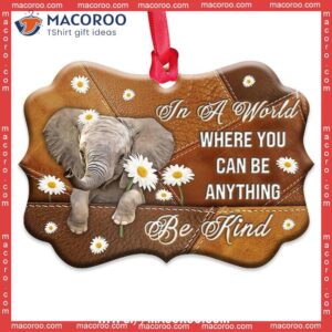 Elephant Leather Be Kind Metal Ornament, Hanging Elephant Ornament